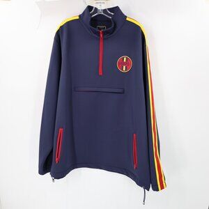 NWT PRPS pullover Mens 3XL Track jacket Quarter Zip Navy Striped sleeves 1/4 zip